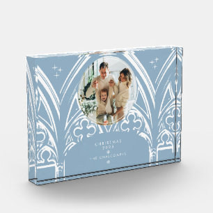 Snowy Gothic Winter Fairytale Christmas Photo Blue Block