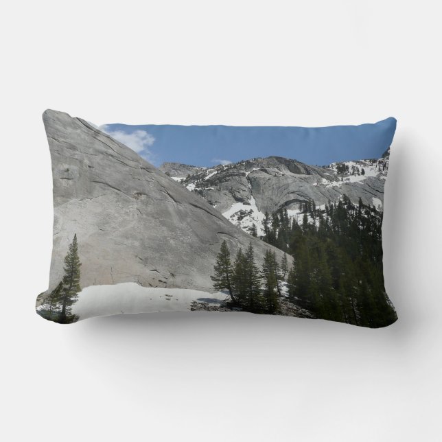Snowy Granite Domes I at Yosemite National Park Lumbar Cushion (Front)
