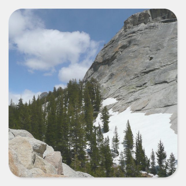 Snowy Granite Domes II Yosemite National Park Square Sticker (Front)