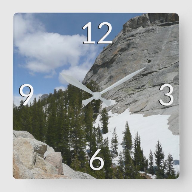 Snowy Granite Domes II Yosemite National Park Square Wall Clock (Front)