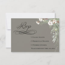 Snowy Greenery RSVP Card