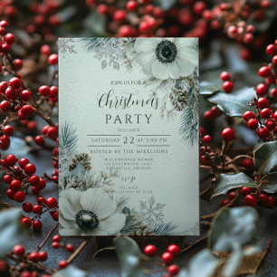 Snowy Greenery Rustic Christmas Invitation