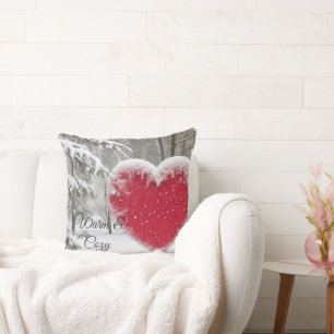Snowy Heart - Romantic Throw Pillow