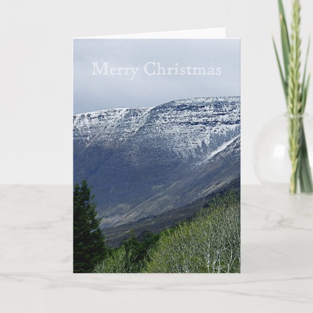 Snowy Highlands Merry Christmas Card (Front)