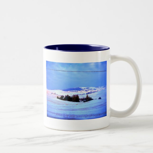 Snowy hills Two-Tone coffee mug (Right)