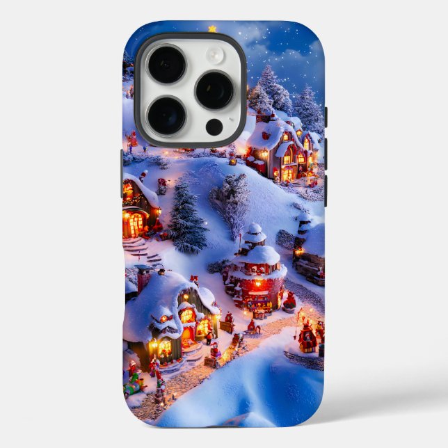 Snowy Hills Whimsical Christmas Village Case-Mate iPhone Case (Back)