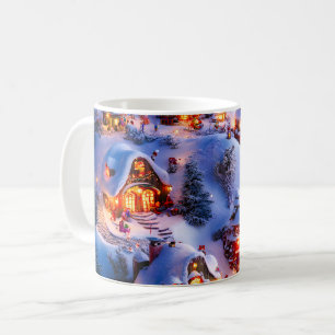 Snowy Hills Whimsical Christmas Village Coffee Mug