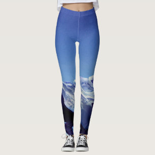 Snowy hills, winter panorama leggings