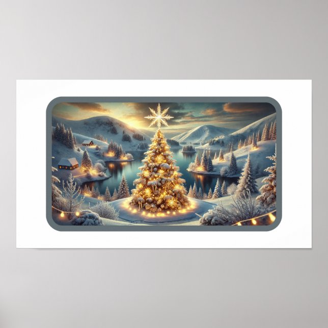 Snowy Hillside Christmas Serenity Poster (Front)