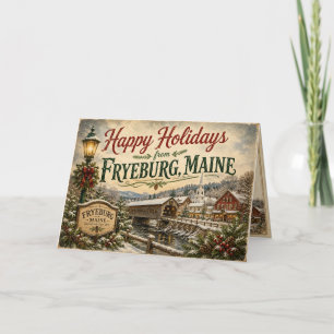 Snowy Holiday Cheer in Fryeburg Maine Greeting Card