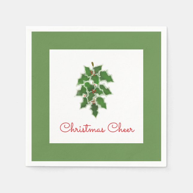 Snowy Holly Napkins (Front)