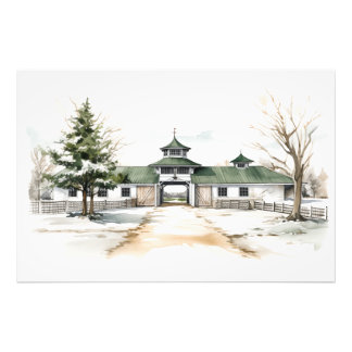 Snowy Horse Barn Wall Art