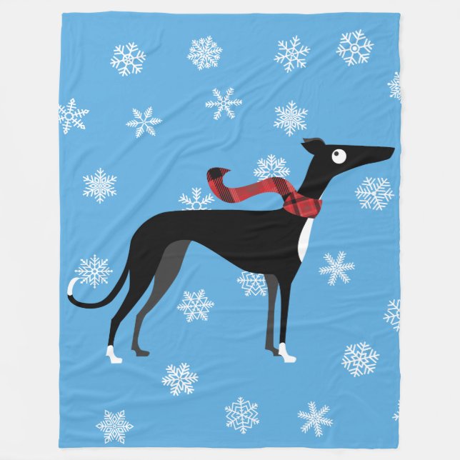 Snowy Hound Fleece Blanket (Front)