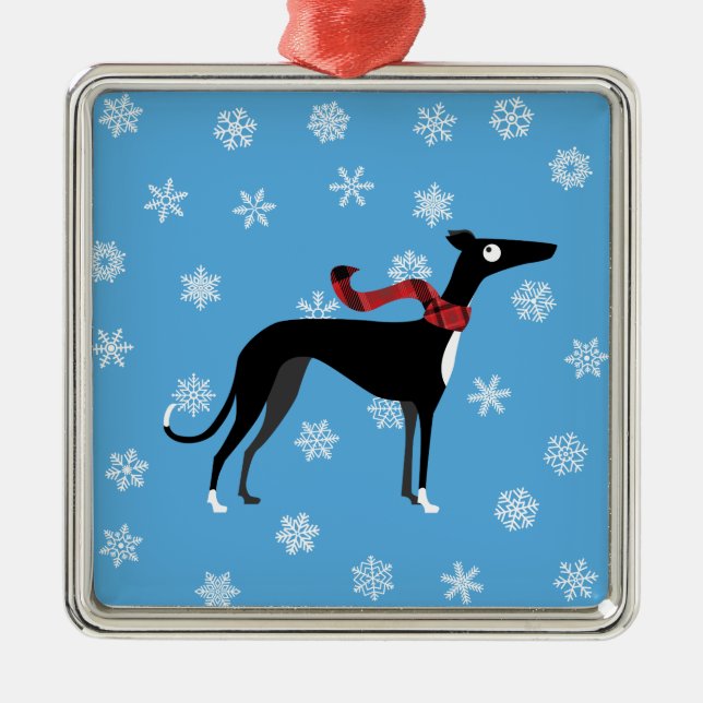 Snowy Hound Metal Tree Decoration (Front)