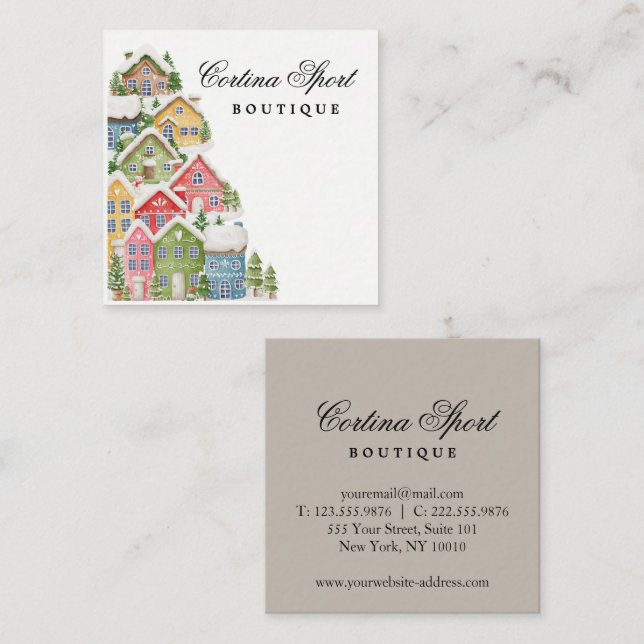 Snowy houses business card (Front/Back)