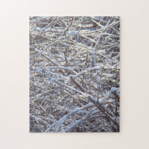 Snowy Ice Branches in Winter Jigsaw Puzzle