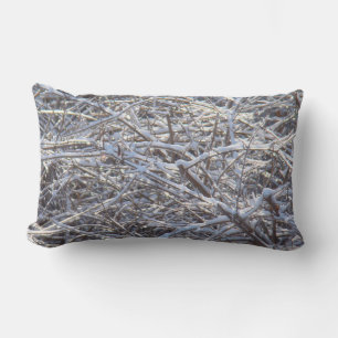 Snowy Ice Branches in Winter Lumbar Cushion