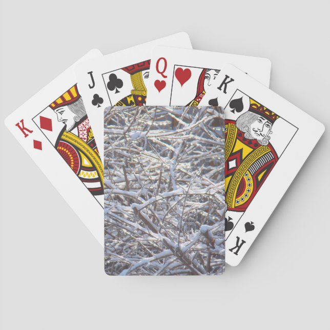 Snowy Ice Branches in Winter Playing Cards (Back)