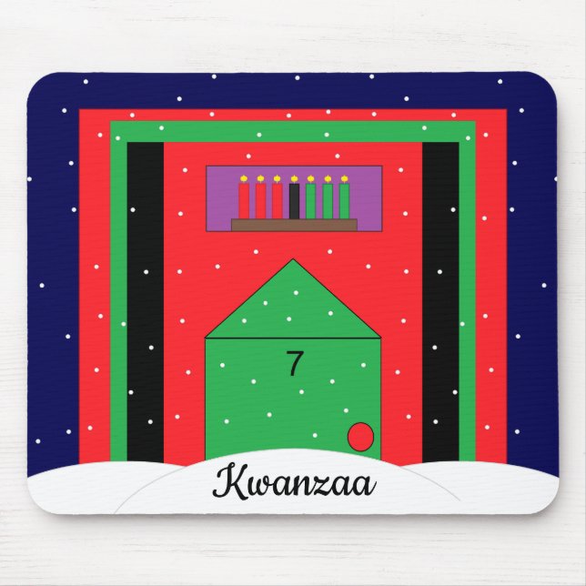 Snowy Kwanzaa Mouse Pad (Front)