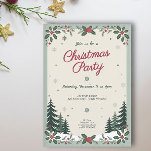 Snowy Landscape & Fir Trees - Christmas Party Invitation