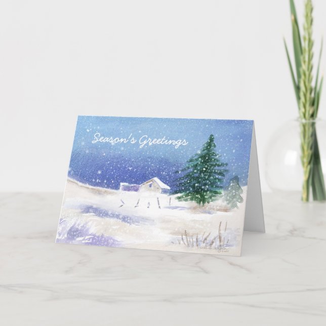 Snowy Landscape Holiday Card (Front)