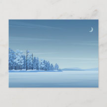 Snowy Landscape Illustration Postcard