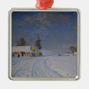 Snowy Landscape in Winter (by H.A. Brendekilde) Metal Ornament