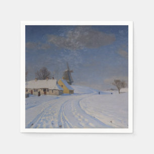 Snowy Landscape in Winter (by H.A. Brendekilde) Napkin