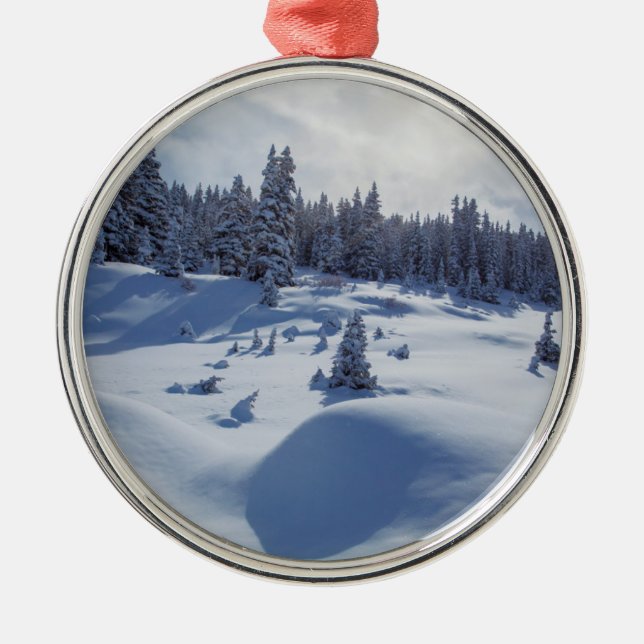 Snowy Landscape Metal Ornament (Front)