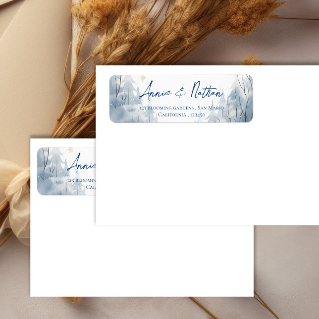 Snowy Landscape Winter Wedding Return Address Label (Snowy Landscape Winter Wedding Return Address Label)