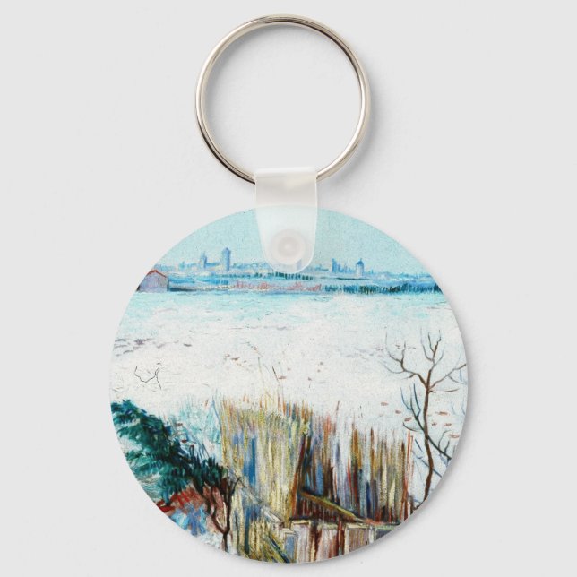 Snowy Landscape with Arles by Vincent van Gogh Key Ring (Front)