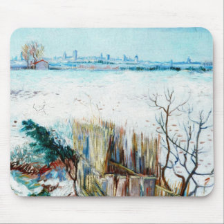 Snowy Landscape with Arles by Vincent van Gogh Mouse Pad