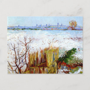 Snowy Landscape with Arles in Background Postcard