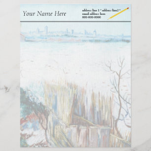 Snowy Landscape with Arles in the Background Customised Letterhead