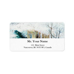 Snowy Landscape with Arles in the Background Label