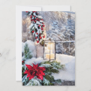 Snowy lantern budget mini Christmas Holiday Card