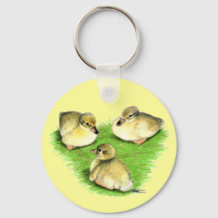 Snowy Mallard Ducklings Key Ring