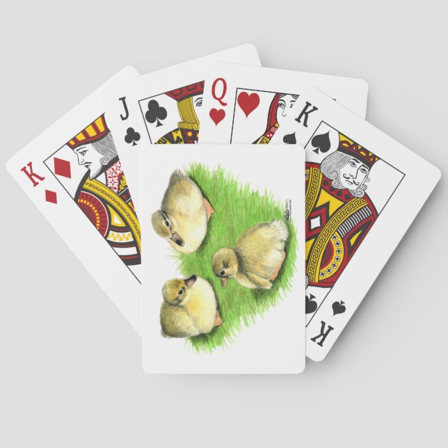 Snowy Mallard Ducklings Playing Cards (Back)