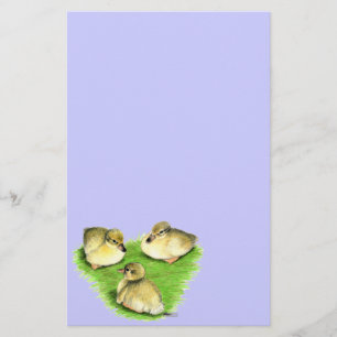 Snowy Mallard Ducklings Stationery