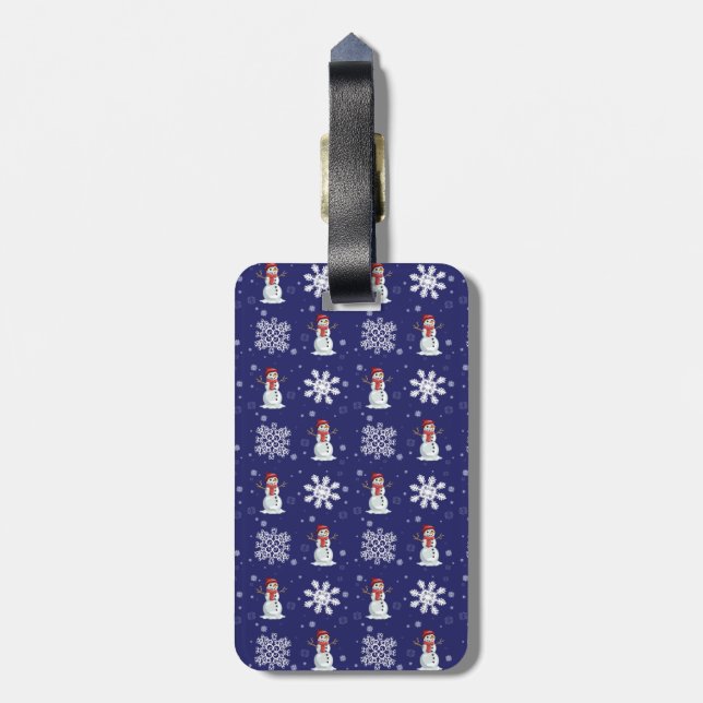 Snowy Men Luggage Tag (Back Vertical)