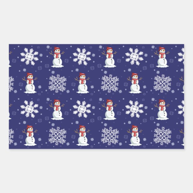 Snowy Men Rectangular Sticker (Front)