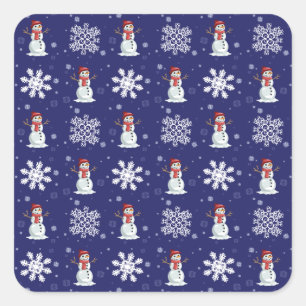 Snowy Men Square Sticker