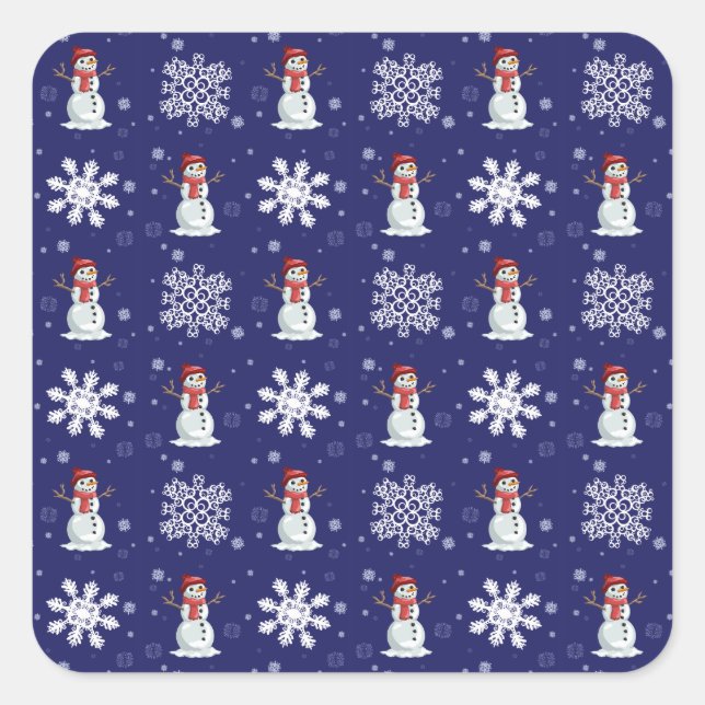 Snowy Men Square Sticker (Front)