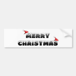 SNOWY MERRY CHRISTMAS BUMPER STICKER