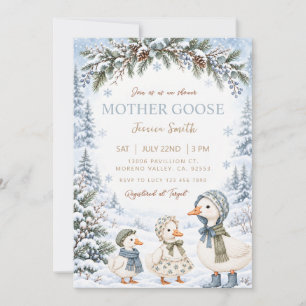 Snowy Mother Goose Winter Snowflakes Baby Shower Invitation