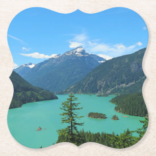Snowy Mountain Beautiful Lake in Washington Paper Coaster