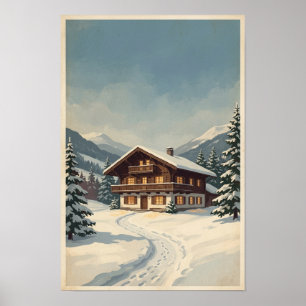 Snowy Mountain Chalet Poster