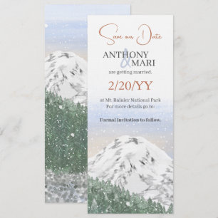 Snowy Mountain, Falling Snow & Forest Invitation