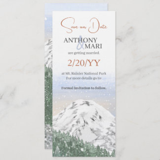 Snowy Mountain, Falling Snow & Forest Invitation