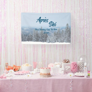 Snowy Mountain Forest Apres Ski Wedding Event Banner